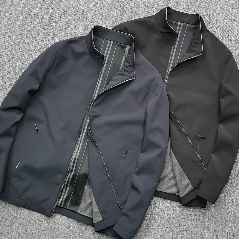 千元级/行政夹克 华达呢防水抗皱秋季薄款商务休闲立领修身外套男