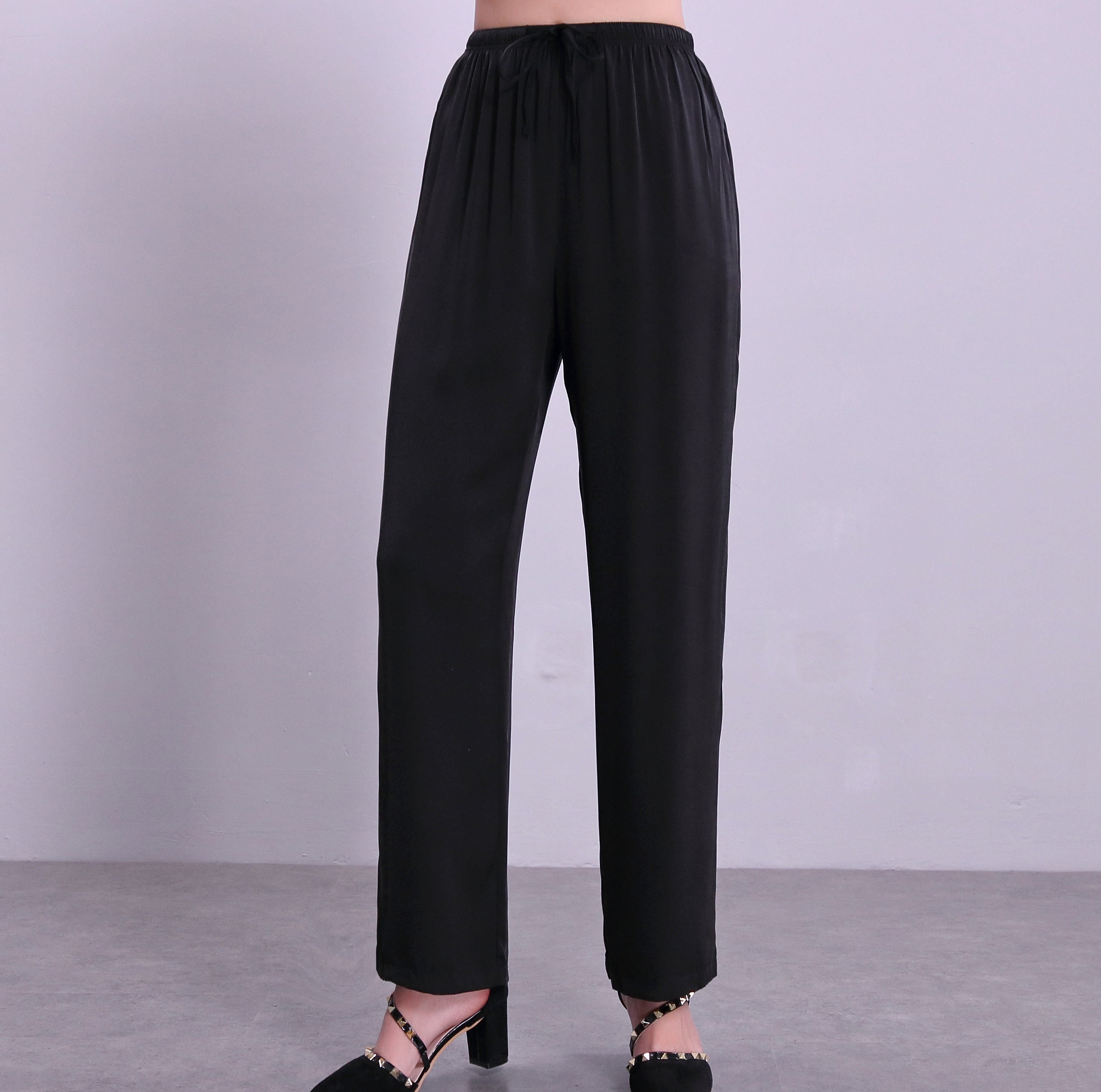 真丝蚕丝桑蚕高端丝绸c07森奴长裤裤子松紧休闲裤