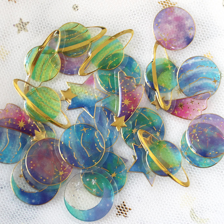 水晶晶滴胶贴纸包糖果星球宇宙飞马水晶球花朵贴纸