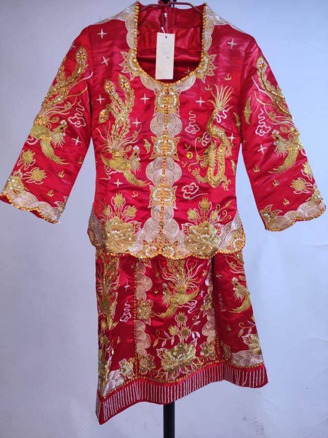 9新二手秀禾服婚纱摄影中式婚礼古装唐装凤袍结婚出门服-mc母婴网