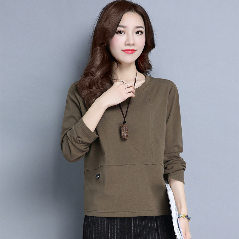 2018秋冬装新款胖mm韩版宽松显瘦大码纯棉长袖t恤上衣女士打底衫