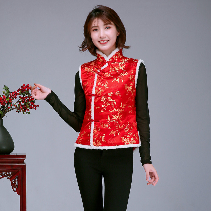 过年过节喜庆收银员超市工作服女士春秋秋冬季马甲家用脚垫