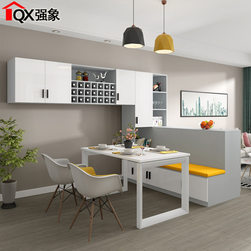 北欧欧卡座餐边柜一体家用餐厅靠墙吊柜酒柜餐边柜