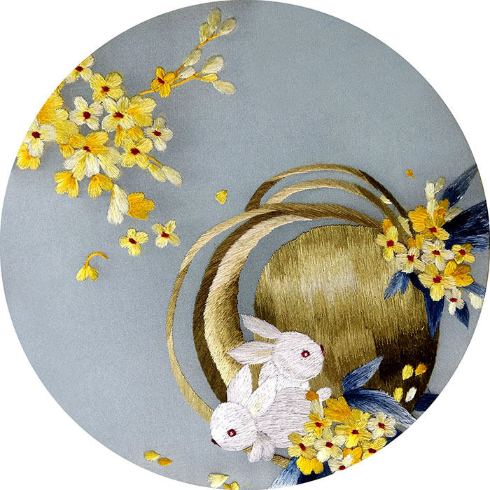 苏绣桂花新手适合带针兔子diy包桂花材料刺绣苏绣