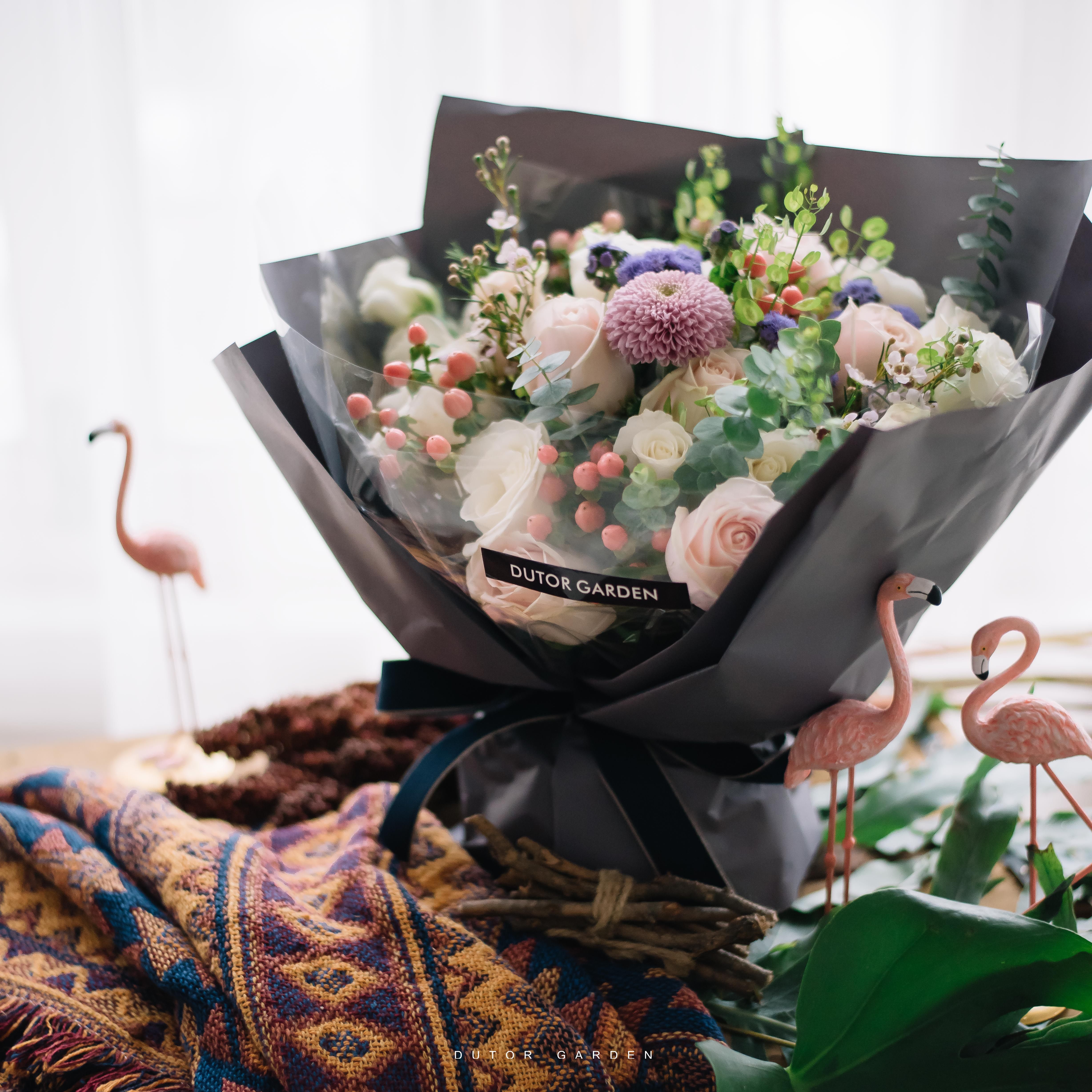 韩式进口玫瑰玫瑰花花束生日男友情人节礼物西安鲜花速递同城