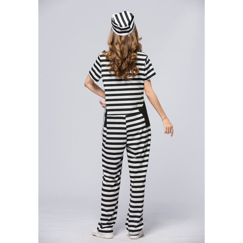 服装万圣节化妆舞会cosplay黑白条纹囚衣成人男女民族服装