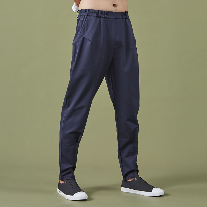 男士夏季大码哈伦裤宽松小脚裤休闲裤微掉裆小西裤加肥加码垮裤蓝