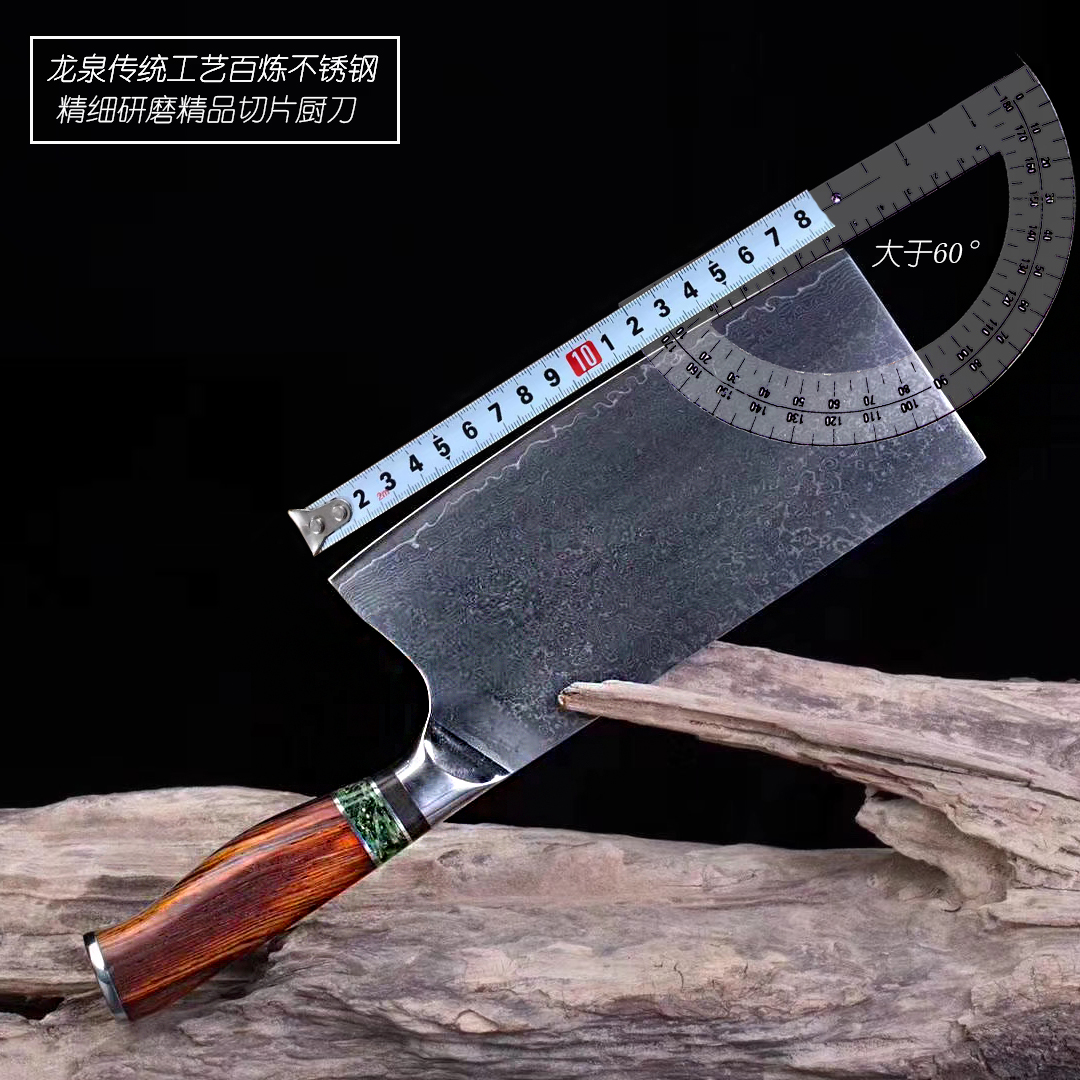 粉末菜刀家用切片m390锻打刀厨师专用龙泉手工菜刀