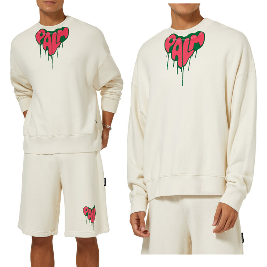 Palm  heart spray logo棕榈天使Angels爱心涂鸦印花宽松圆领卫衣