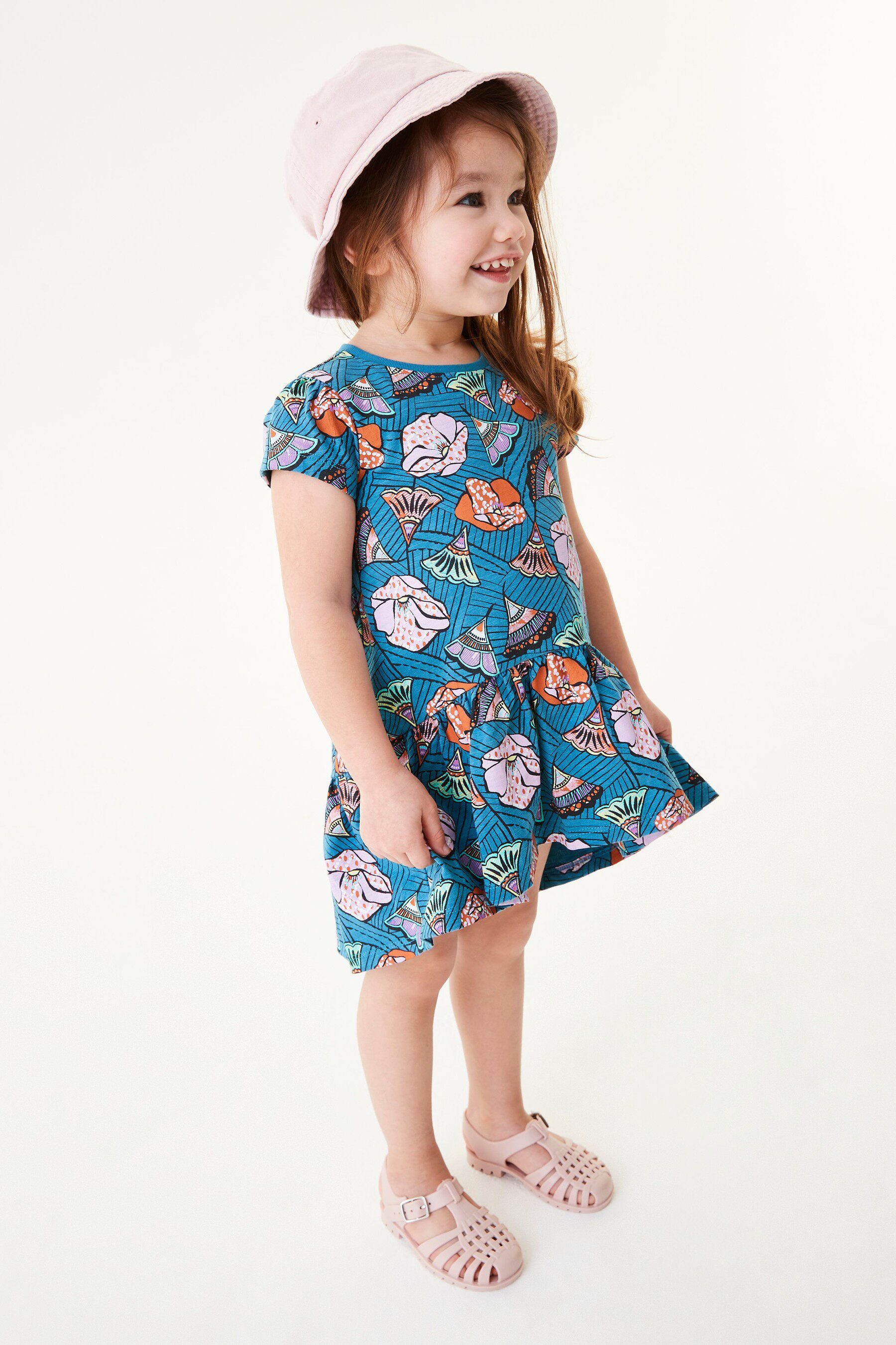 英国next童装女童宝宝短袖豹纹时髦连衣连衣裙连衣裙