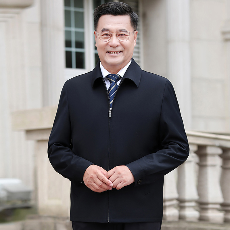 春装中老年爸爸外套春秋50岁领导干部宽松休闲薄款夹克