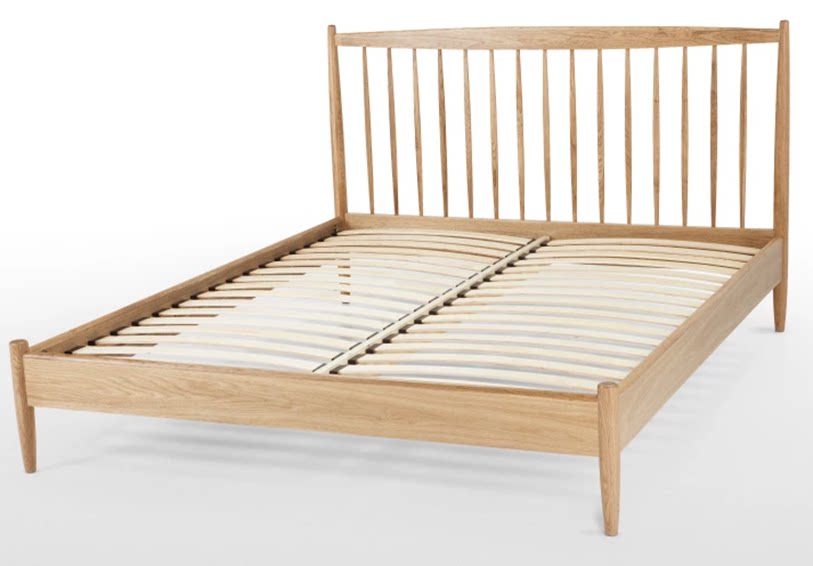 新日式1.2米家具卧室现代简约米白橡木床全温莎实木床