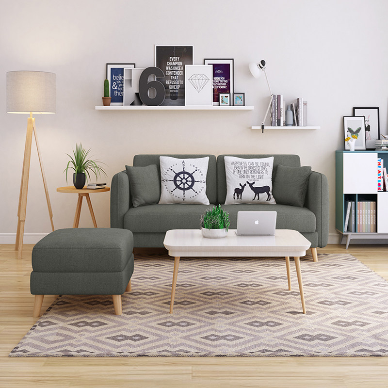 北欧风格布艺沙发小户户型公寓拆洗棉麻简约现代布艺沙发
