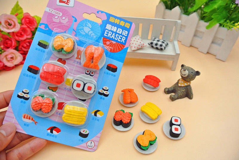 一正寿司造型橡皮擦可爱胶擦益智玩具橡皮韩版儿童橡皮