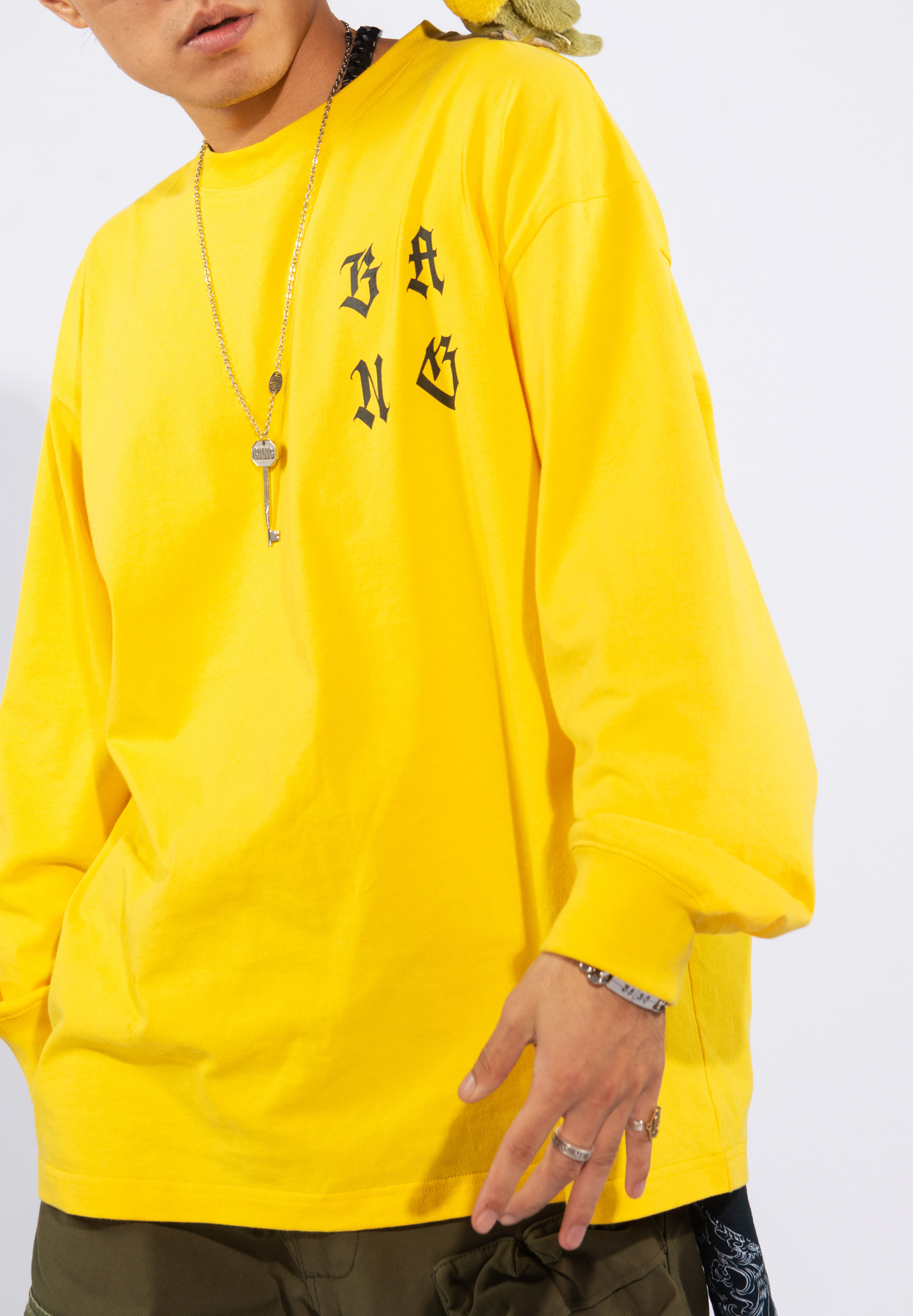 邦bang基础logo长袖t恤多色宽松刘聪同款情侣街头纯棉长tee