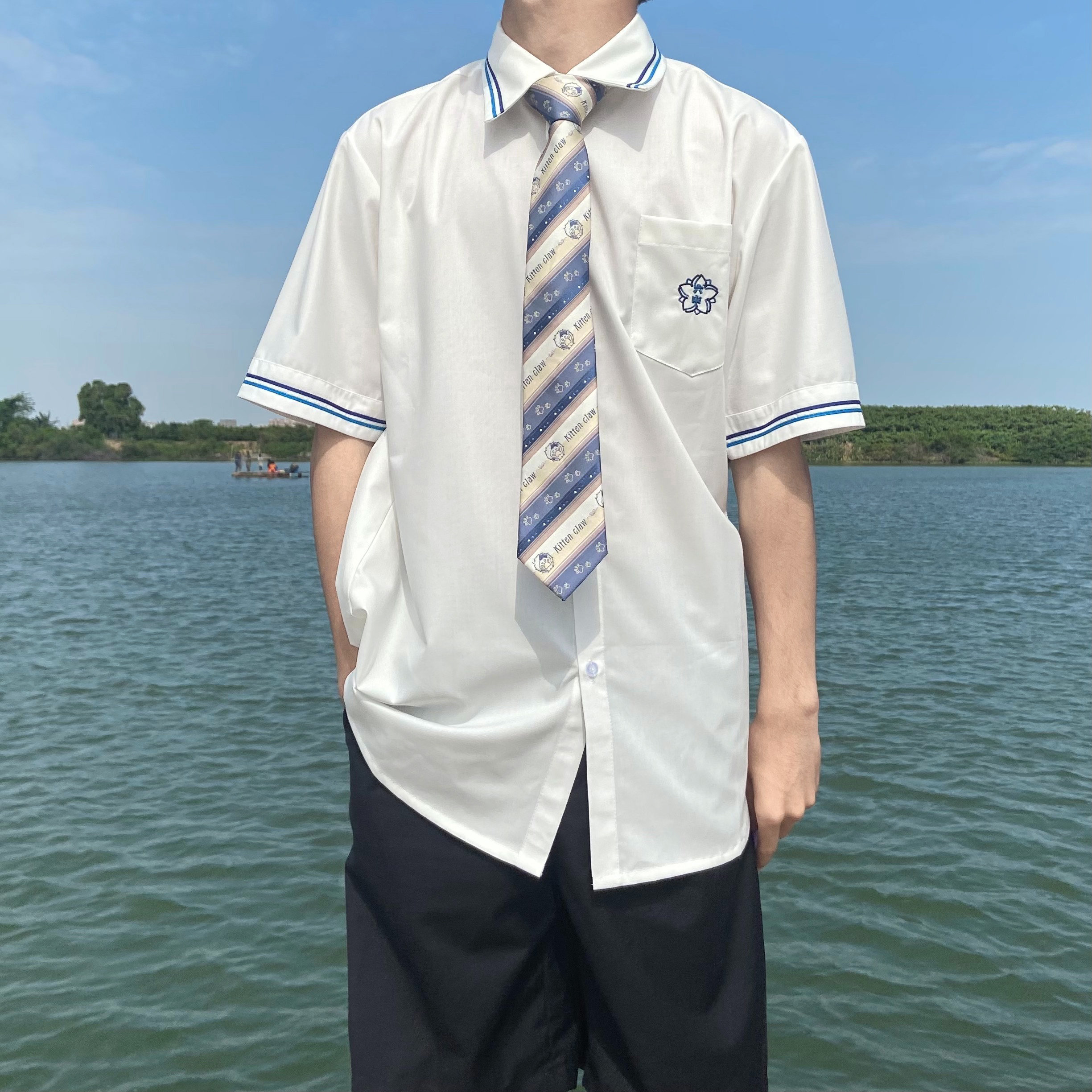 现货六中双色衬衫学生dkjk制服jk