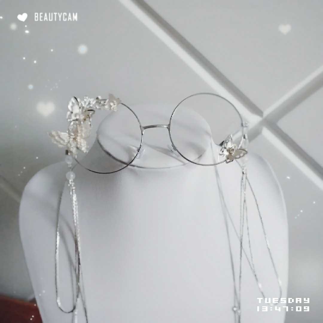 古风创意汉服配饰复古装饰lolita单边琉璃镜顾发饰