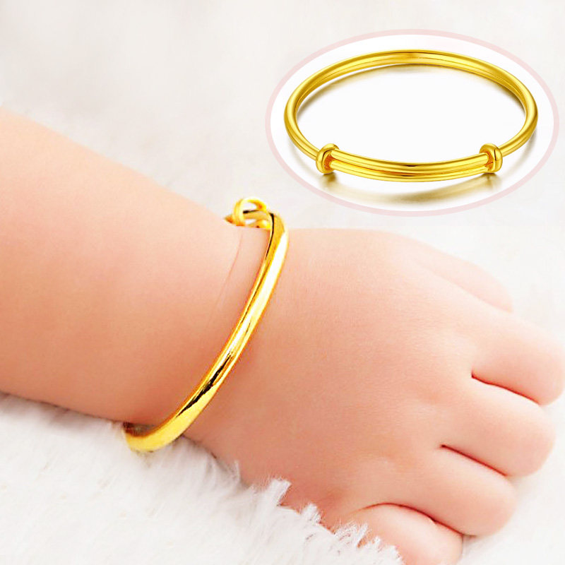 手镯婴儿宝宝黄金新款足金儿童百日满月亲子手饰
