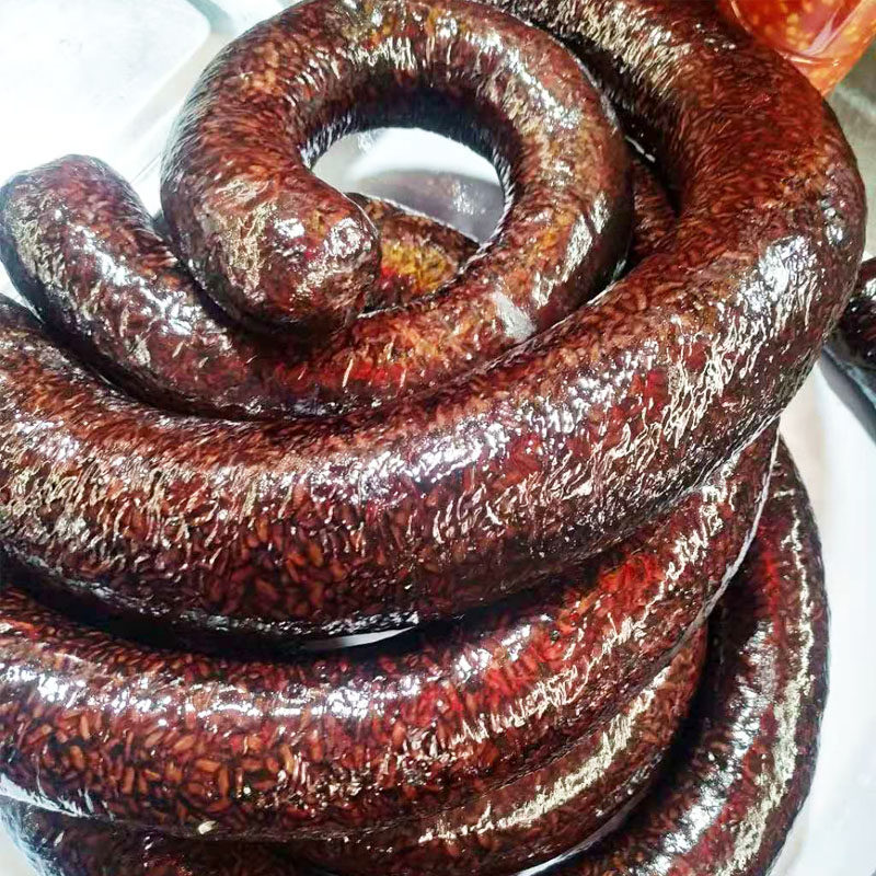 贵州北大非即肠衣自制农家血肠东北血灌新鲜待加工香肠