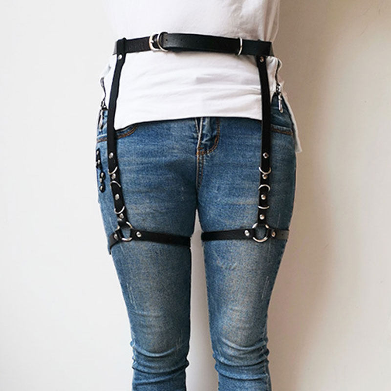 欧美新品辣妹皮带腿环一体潮流腿带腰带大腿吊袜带