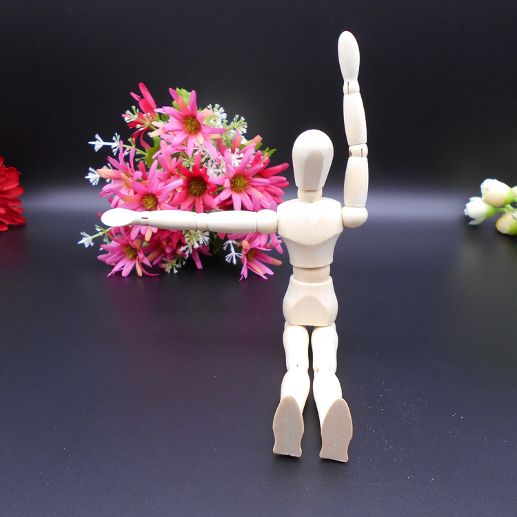 幼儿园礼物木制益智实木木人木偶人木头人8寸12寸潮玩盲盒