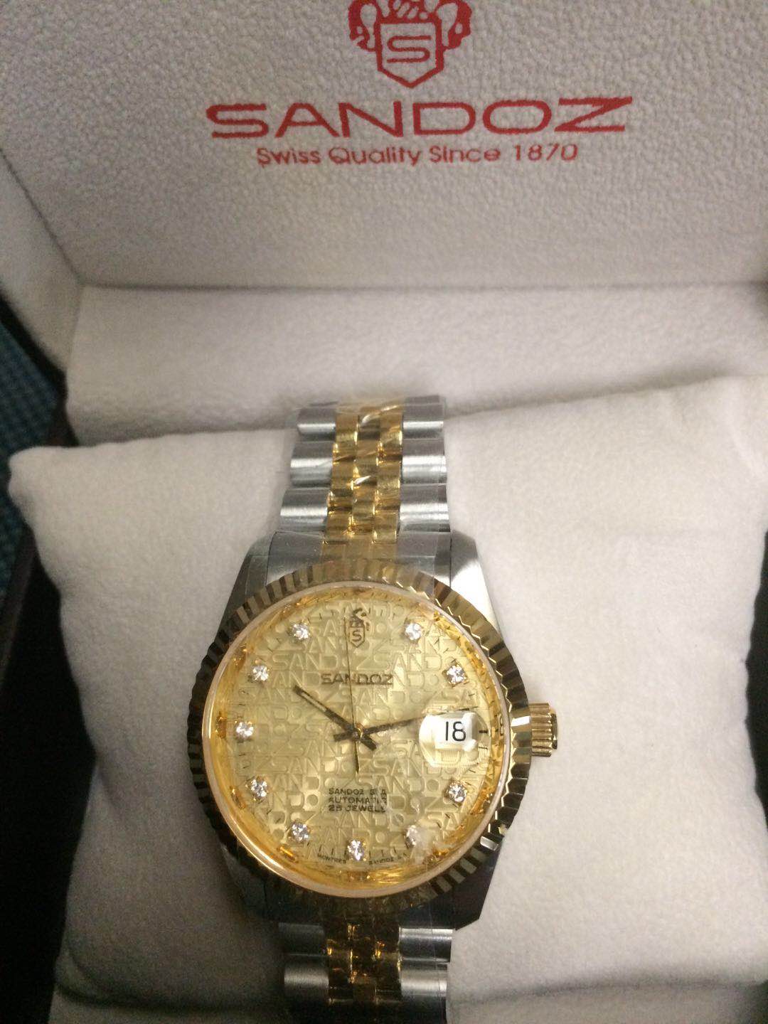 山度士SANDOZ 电脑纹金紋白钻机械表 8502D-70-2(398502D)