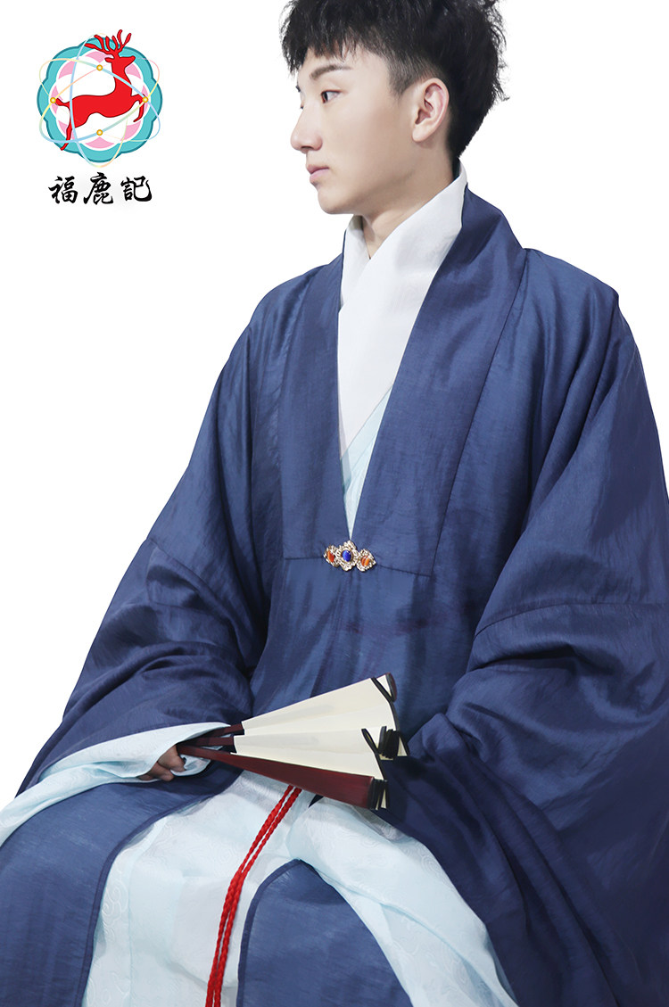 汉服月白搭配道袍白雪披风藏青福鹿明制天蓝汉服半身裙