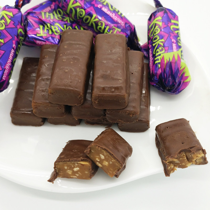 俄罗斯紫皮kdv夹心巧克力袋装500克进口kpokaht零食糖果