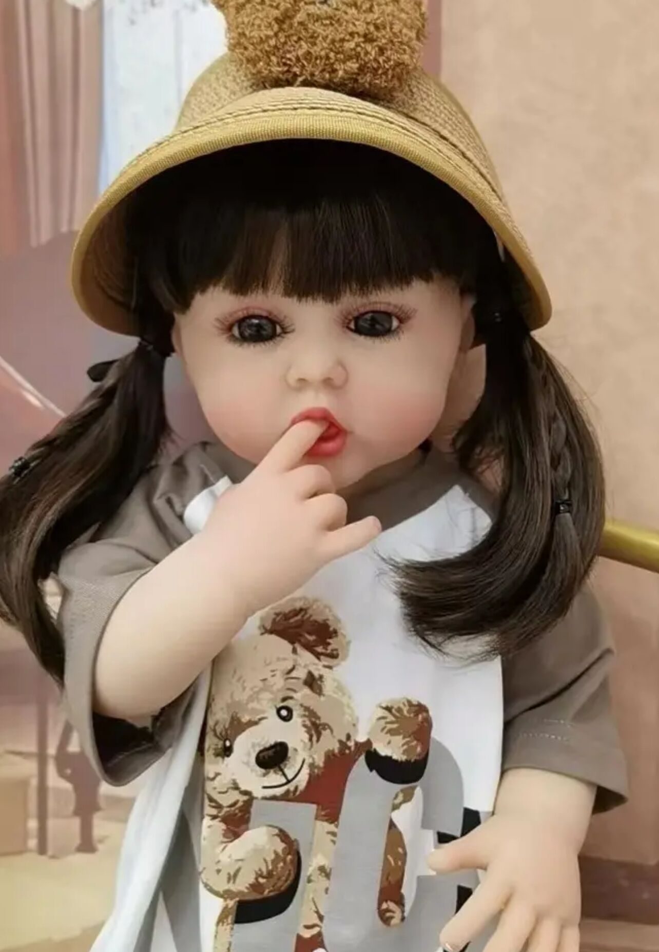 厘米草莓全胶仿真洋娃娃棕色长发帽子抖音热卖过家家玩具