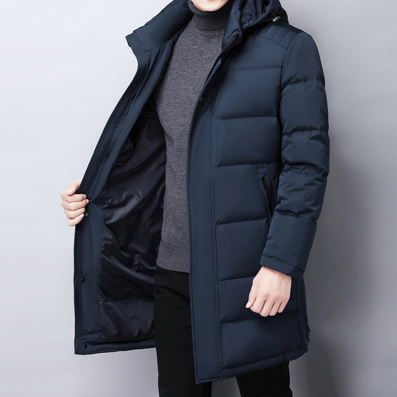 恒源祥羽绒服中长款连加厚中老年爸爸冬装新款过膝羽绒服