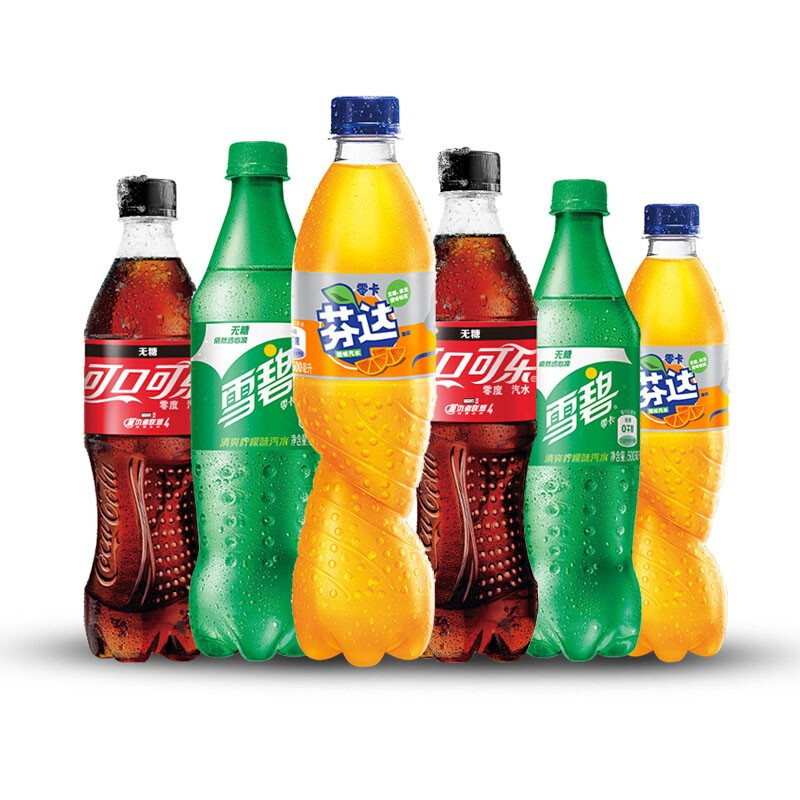 可口可乐零度可乐无糖零卡雪碧芬达500ml12瓶碳酸碳酸饮料