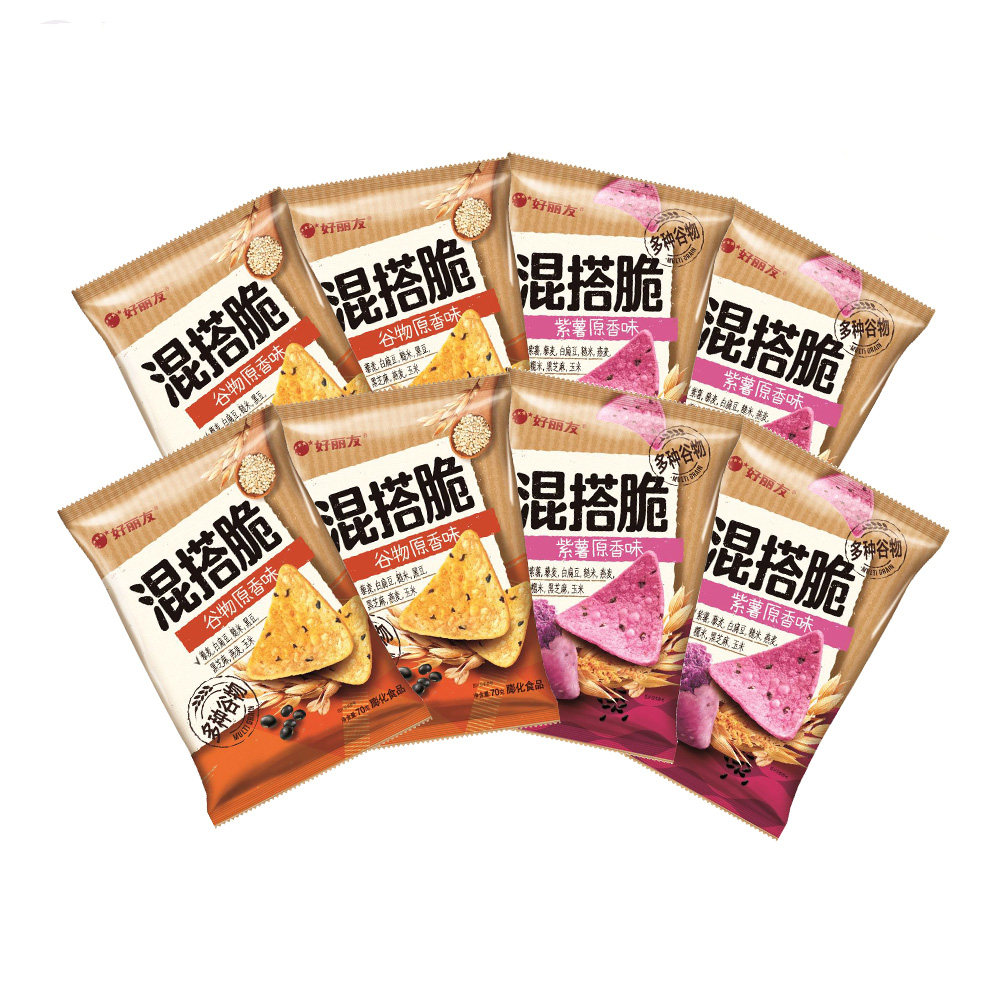 好丽友混搭脆薯片70g*5袋 谷物原香味办公白领小零食膨化食品包邮