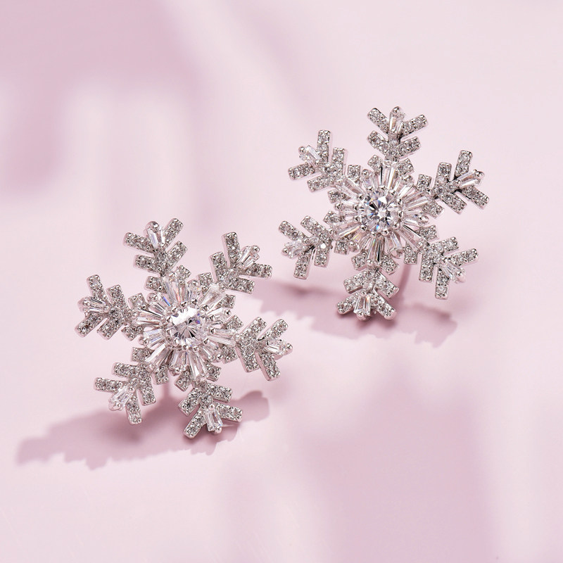 大雪雪花耳环夸张高级气质网红时尚耳钉耳饰耳环