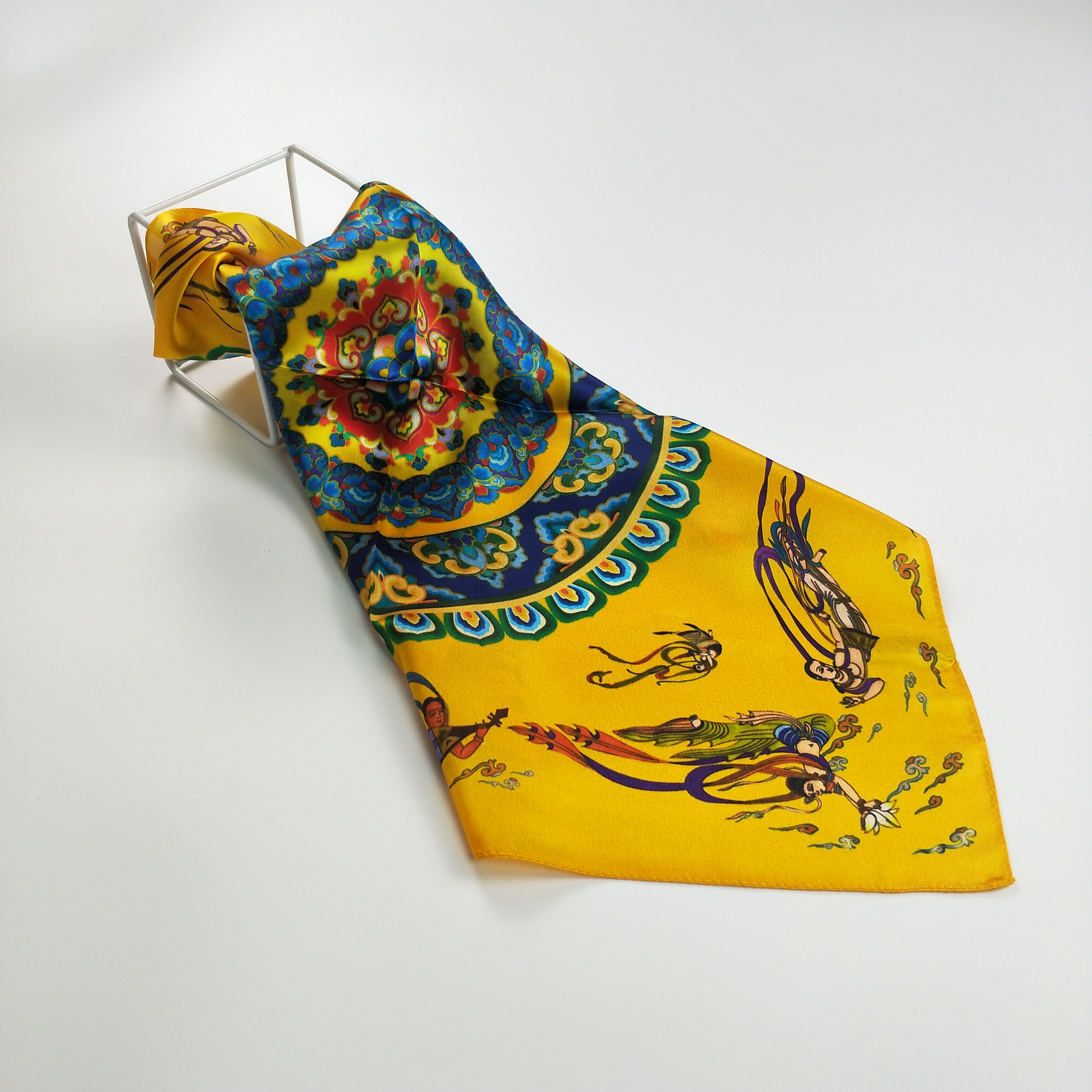 敦煌文创壁画真丝蚕丝小方方巾丝巾50x50职业围巾