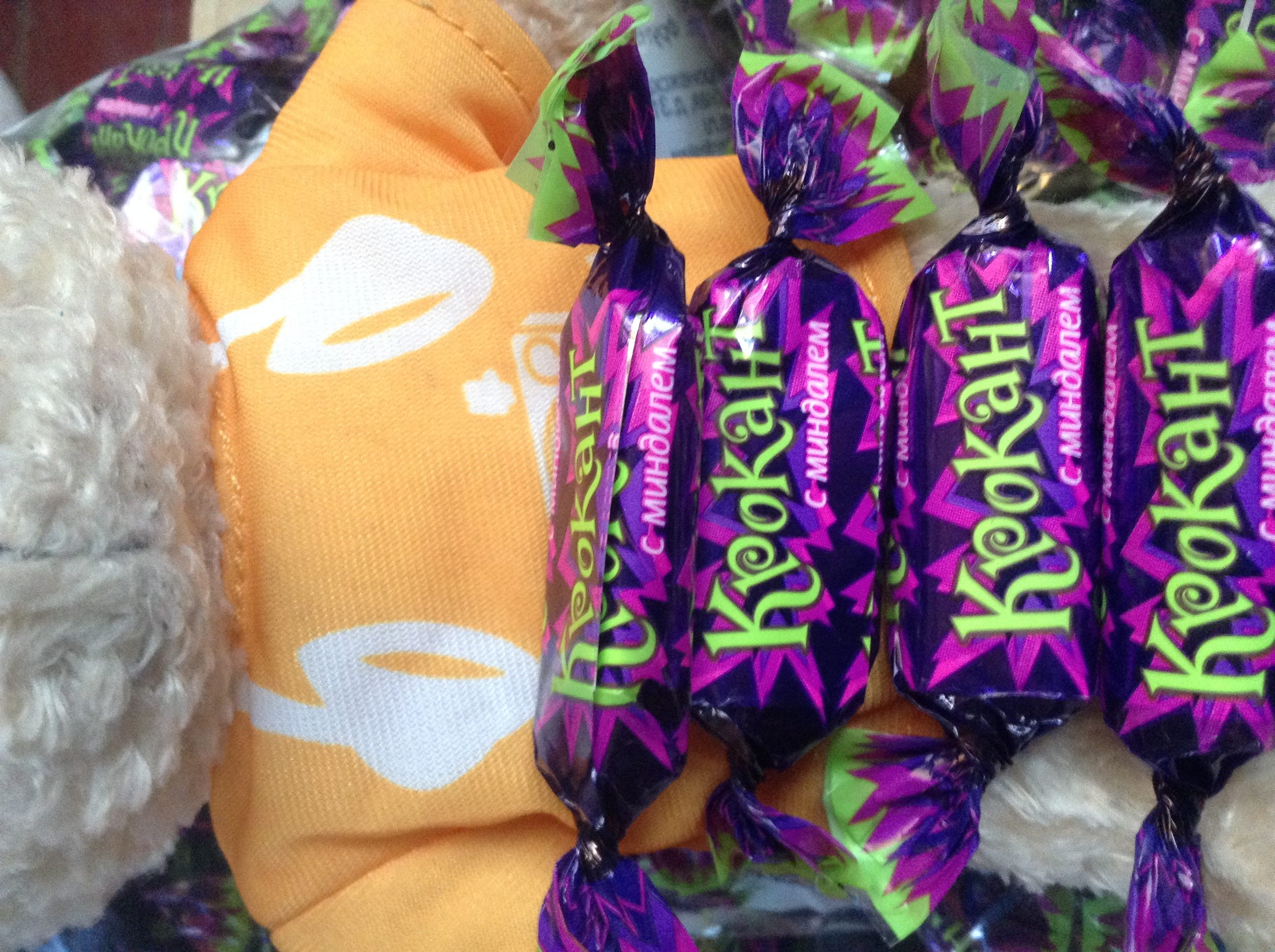 进口零食俄罗斯糖果巧克力扁桃仁酥kpokaht紫皮糖500g包邮