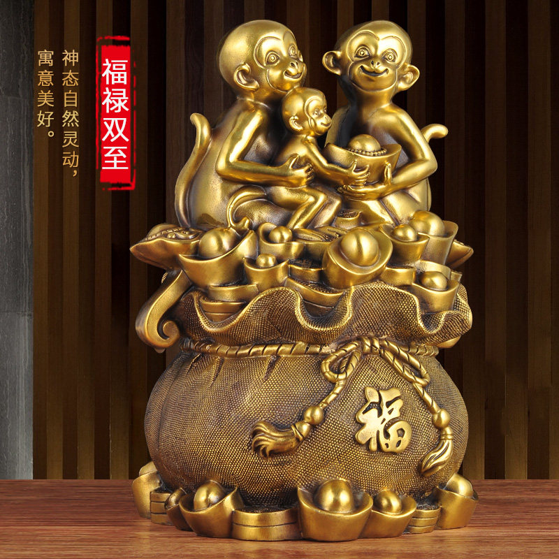 猴子摆件铜猴全铜金猴招财工艺品客厅办公室乔迁摆件