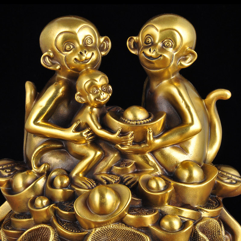 猴子摆件铜猴全铜金猴招财工艺品客厅办公室乔迁摆件
