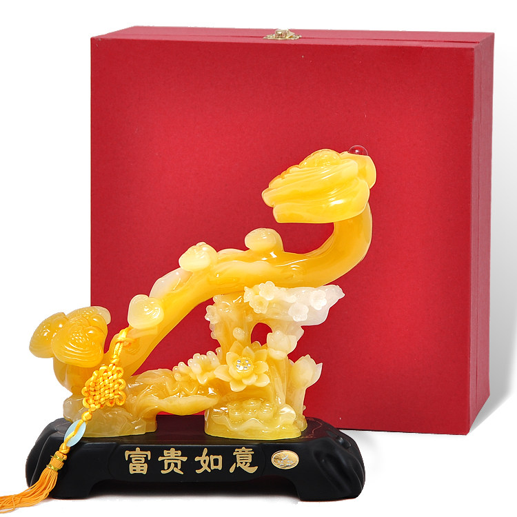 玉如意摆件富贵如意乔迁礼品客厅办公桌办公室装饰品工艺品摆设