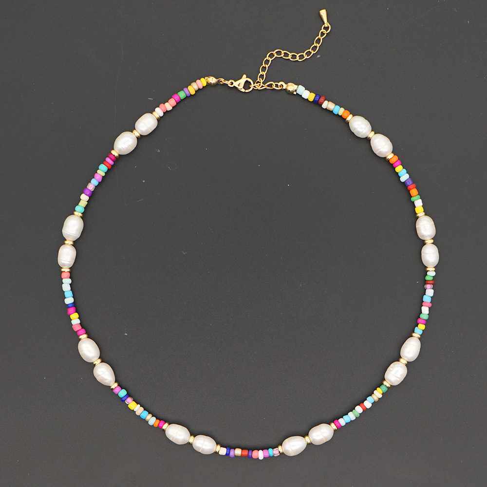 珠宝珍珠锁骨项链串珠米珠彩色淡水巴洛克天然项链