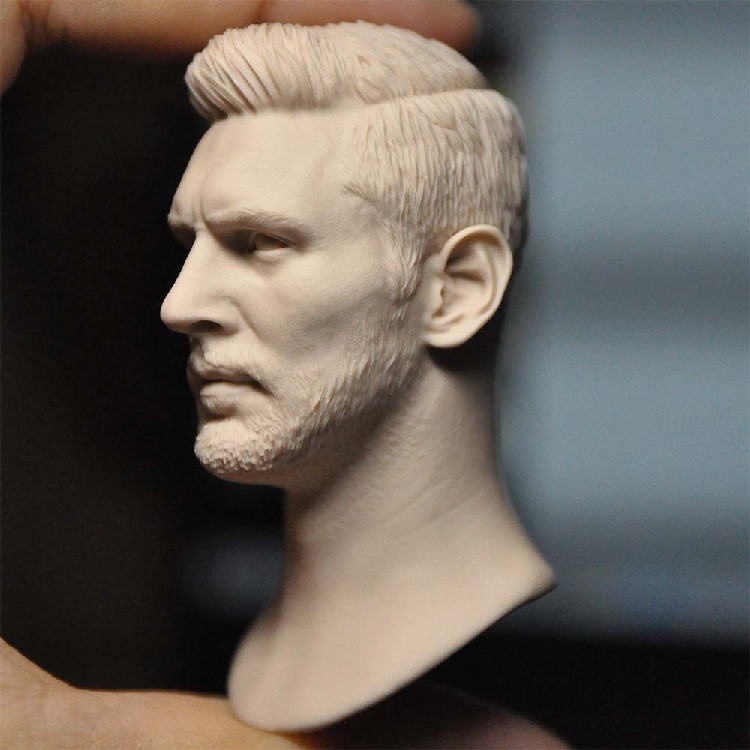 16白模阿根廷球星梅西头雕messi大胡子魅力男人兵人配件