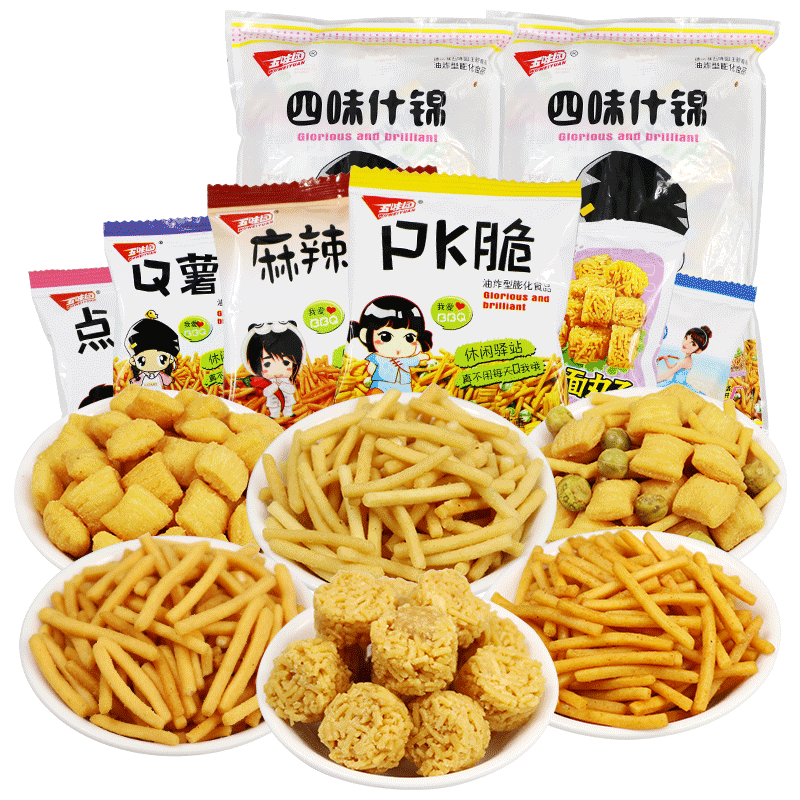 五味园pk脆q薯条麻辣烫散称1000g休闲膨化小零食品大礼包整箱批发
