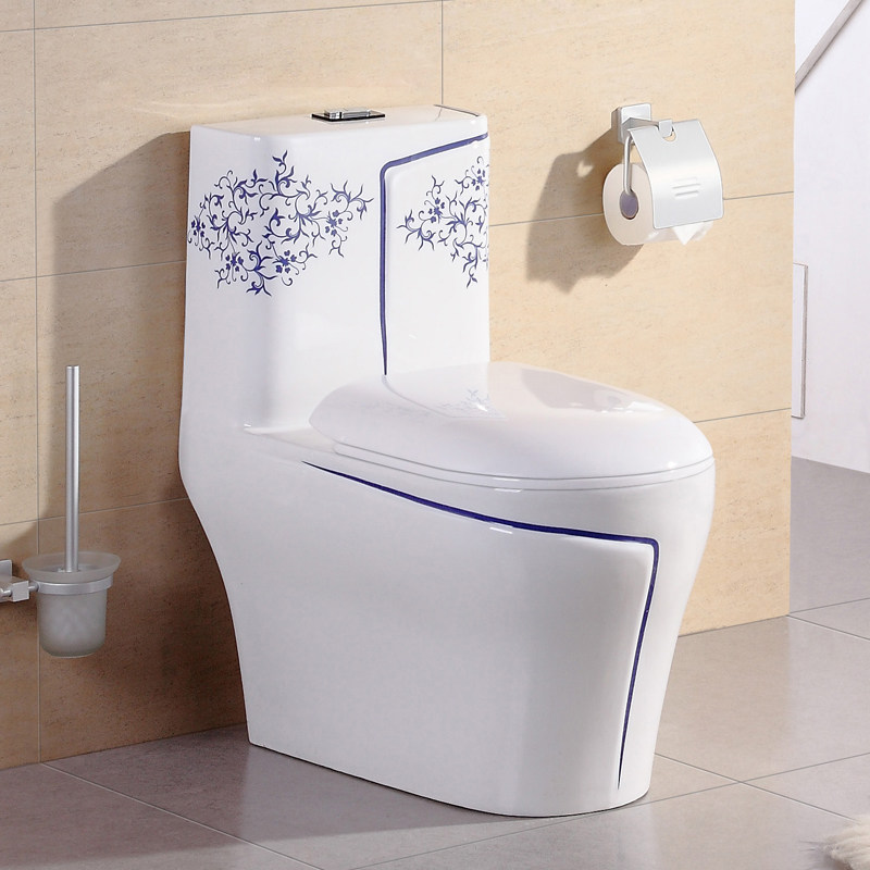 祥陶卫浴 卫生间坐便器超漩式 彩花马桶 新中式座便器青花佳人