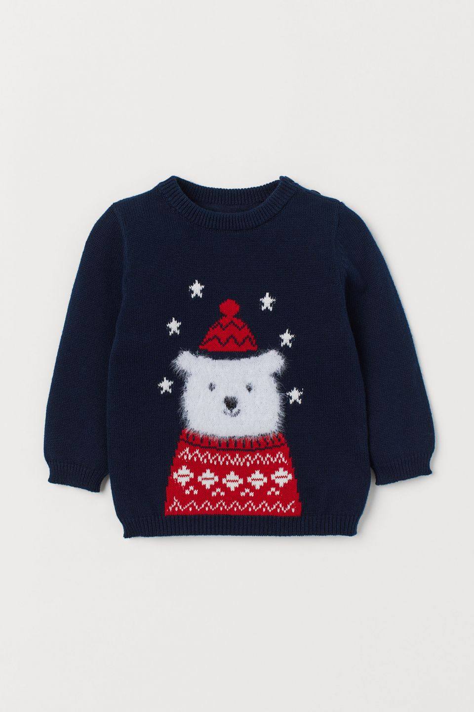 hm宝宝套衫针织棉质圣诞新年婴儿童装正品毛衣