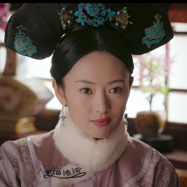 如懿传高晞月童瑶贝壳珍珠景泰景泰蓝蓝莲花长款耳环