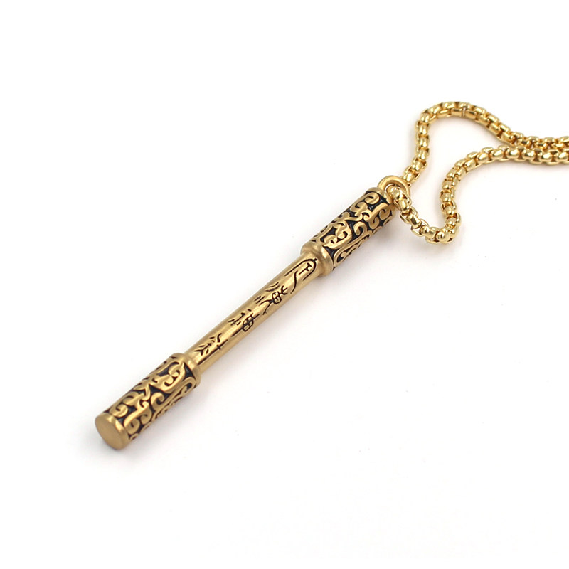 国潮原创孙悟空定海神针金箍棒吊坠挂件男女情侣钛钢锁骨链项链