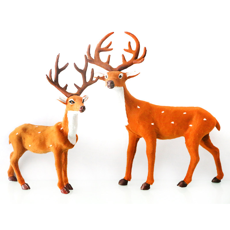 仿真摆件梅花鹿桌面圣诞节玩偶仿绒动物玩具大小仿真