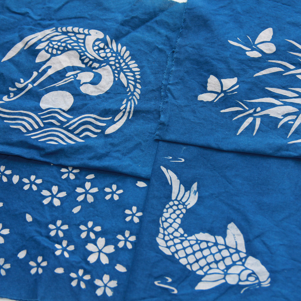 植物草木染蓝染手手工型糊染缬印diy布料汉服蜡染印染