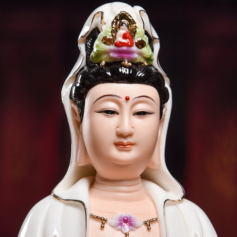 戴玉堂陶瓷彩绘观世音菩萨佛像居家供奉装饰摆件摆件