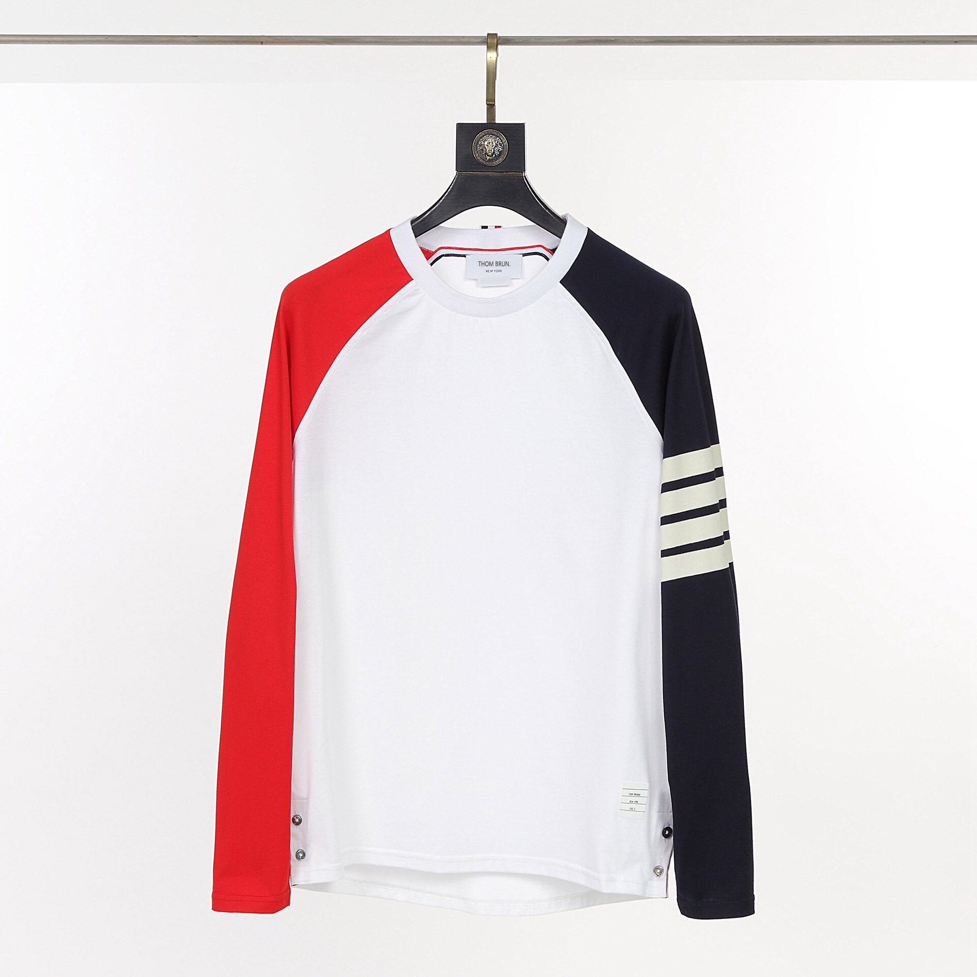 长袖tb新款拼色撞色色织香港限定打底2022t恤