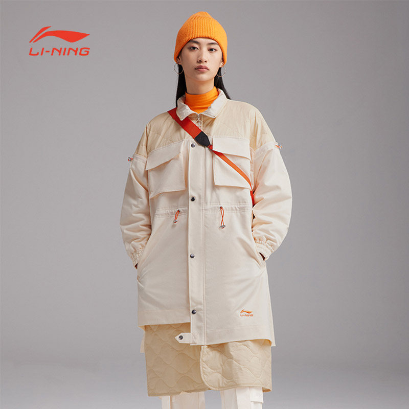 棉服中国李宁秋冬走秀款女士宽松刺绣运动afmr476运动棉衣